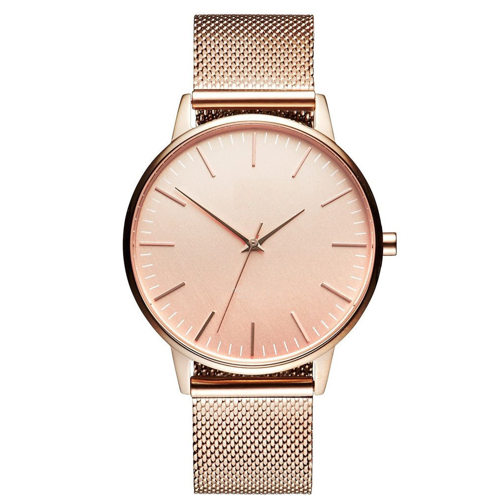 Casual Ultra-thin Fashion Quartz Watch With A Metal Mesh Band Rose Gold Rose Gold