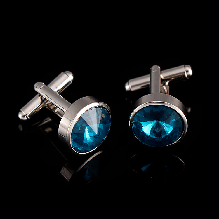 Multicolor French Men's Shirt Metal Cufflink Sea Blue
