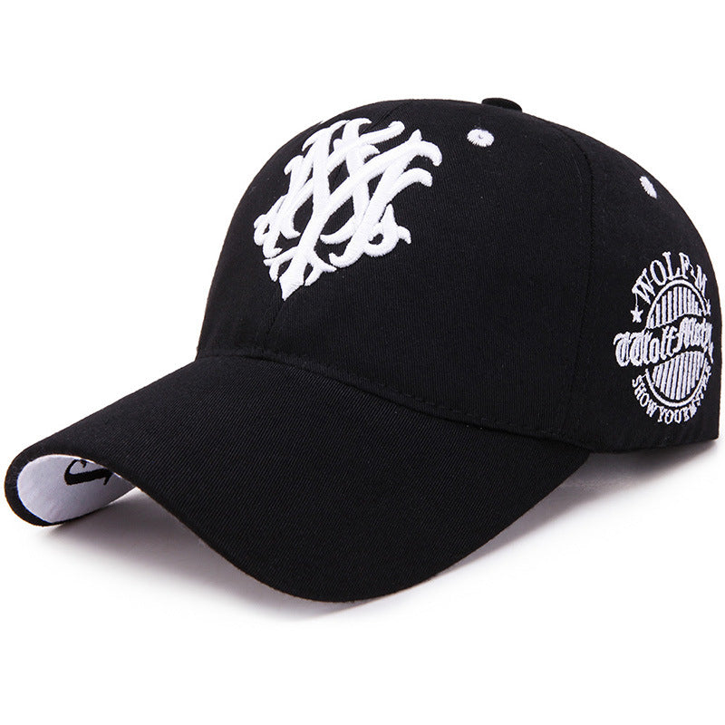 Baseball Outdoor Leisure Sports Peaked Cap Black And White Adjustable