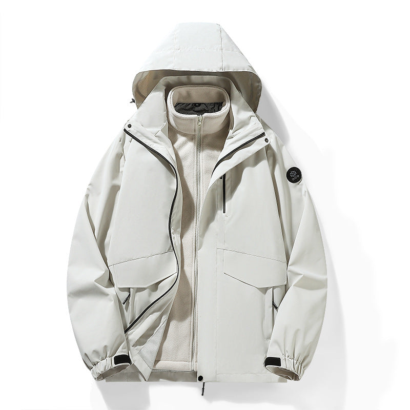 Womens Detachable 3-in-1 Hardshell Jacket Coats Ivory White