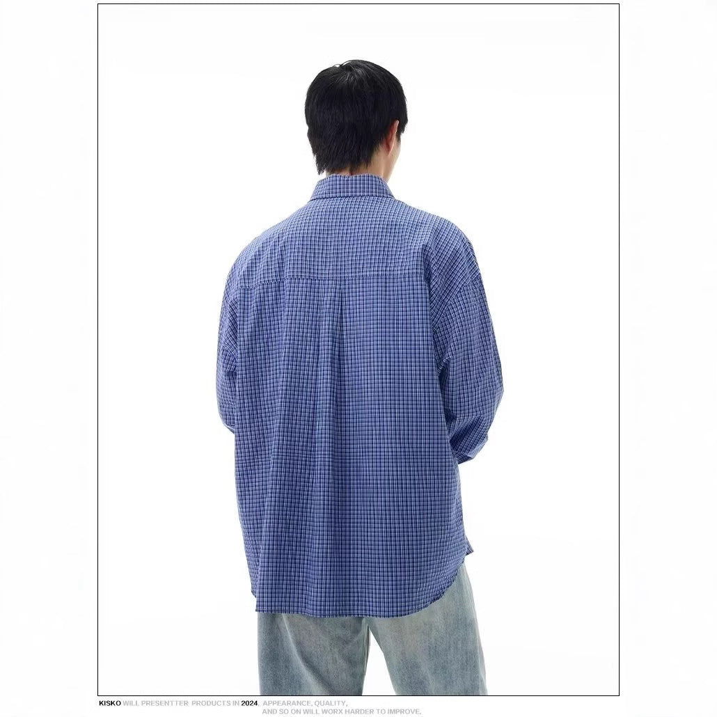 Retro Classic Blue Plaid Shirt