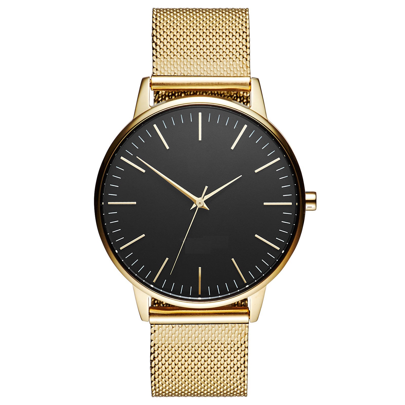 Casual Ultra-thin Fashion Quartz Watch With A Metal Mesh Band Light Gold With A Black Face