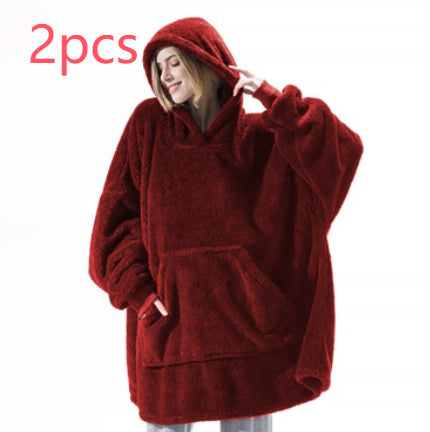 Hoodie Sweatshirt With Big Pocket Wearable Blanket