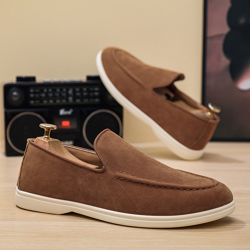 Flat-bottomed Slip-on Casual Shoes Reddish Brown