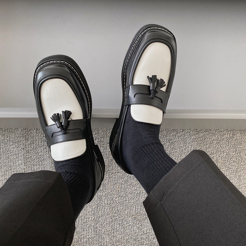 Leather Contrast Color Shoes