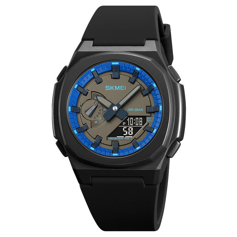 Quartz Waterproof Multi-function Chronograph Alarm Digital Watch Sky Blue And Black Machine