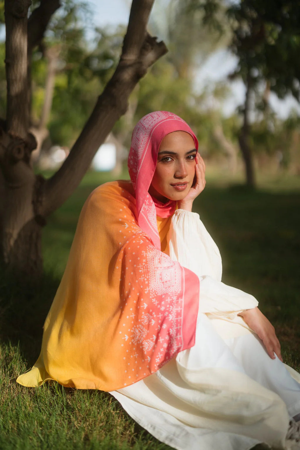 Satin Hijab Printed Shawl Headscarf 9style Above 175cm