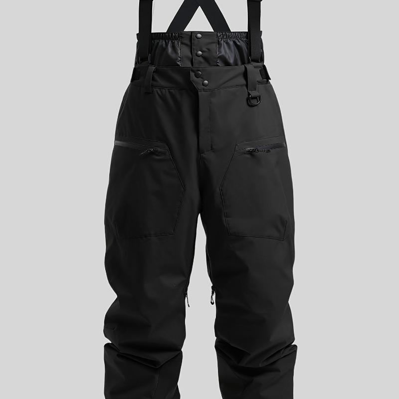 New Strap Thickened Waterproof Ski Pants Men Black