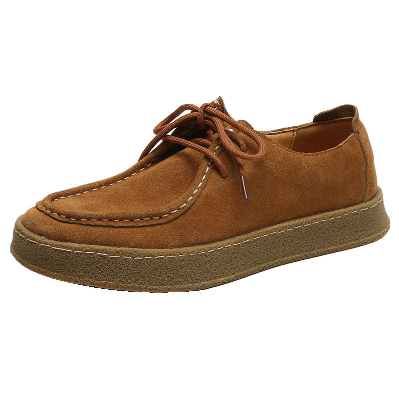 Versatile Suede Sneakers Camel
