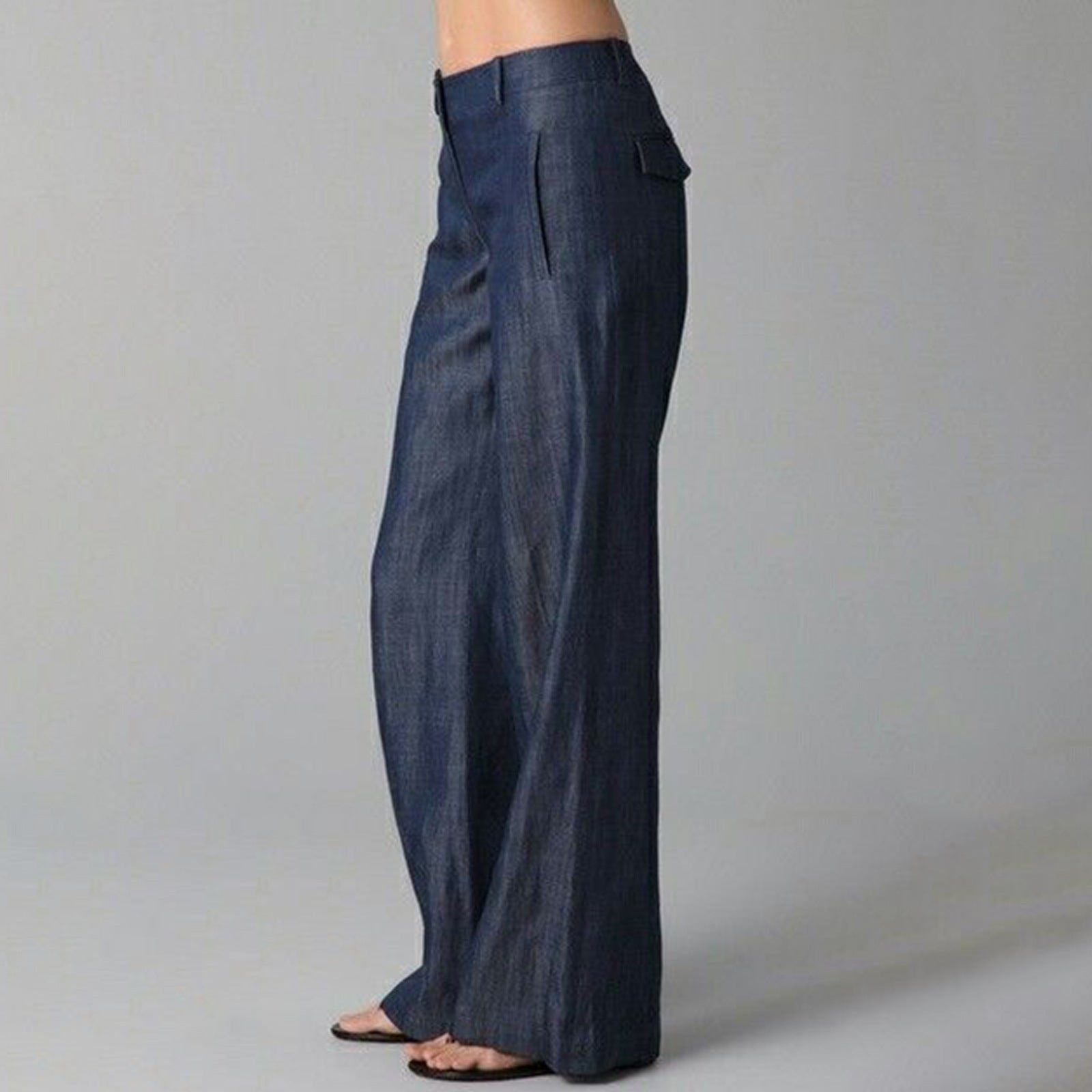 Striped Cotton-Linen Casual Pants