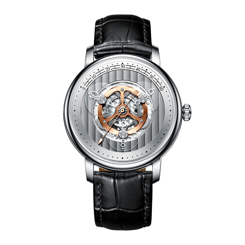 Hollow Mechanical Watch Silver black