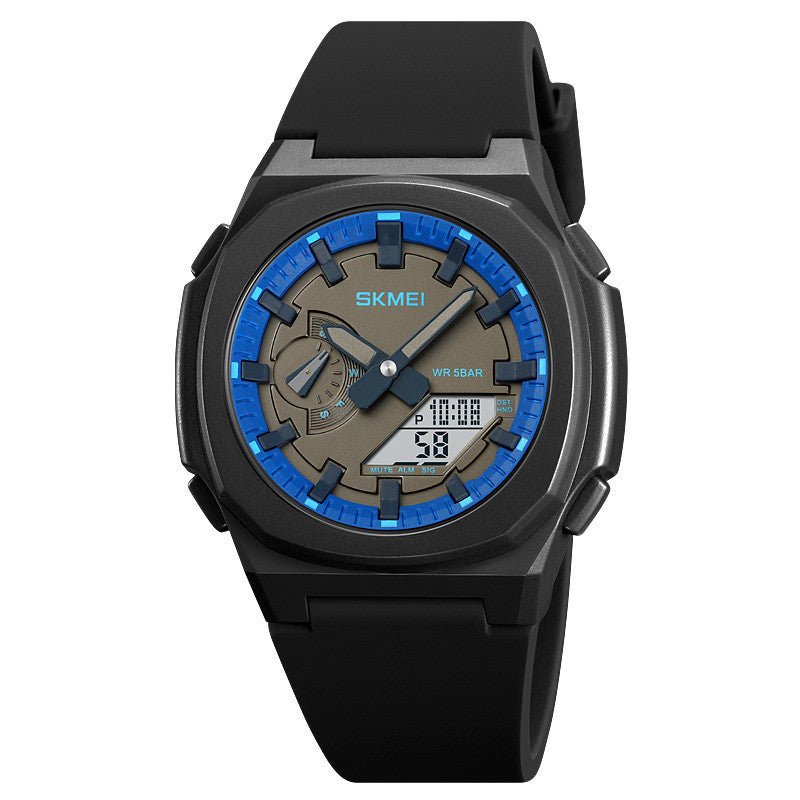 Quartz Waterproof Multi-function Chronograph Alarm Digital Watch Black Shell, Sky Blue