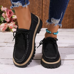Lace-up British-style Loafers Black