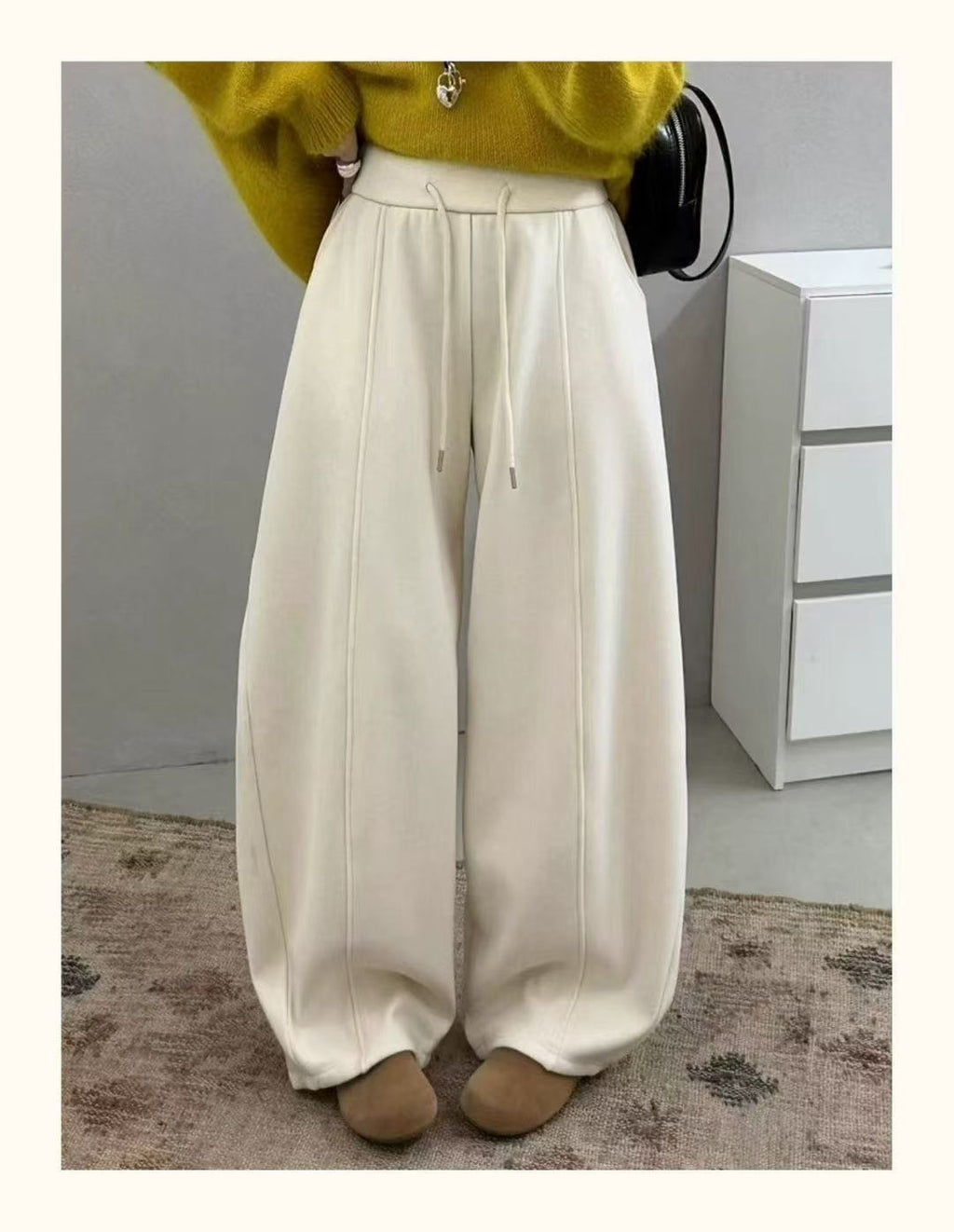 Cropped Tapered Pants For Women Milk Tea White