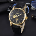 Genuine Leather Waterproof Watch With A Fully Automatic Mechanical Movement Gold case black dial