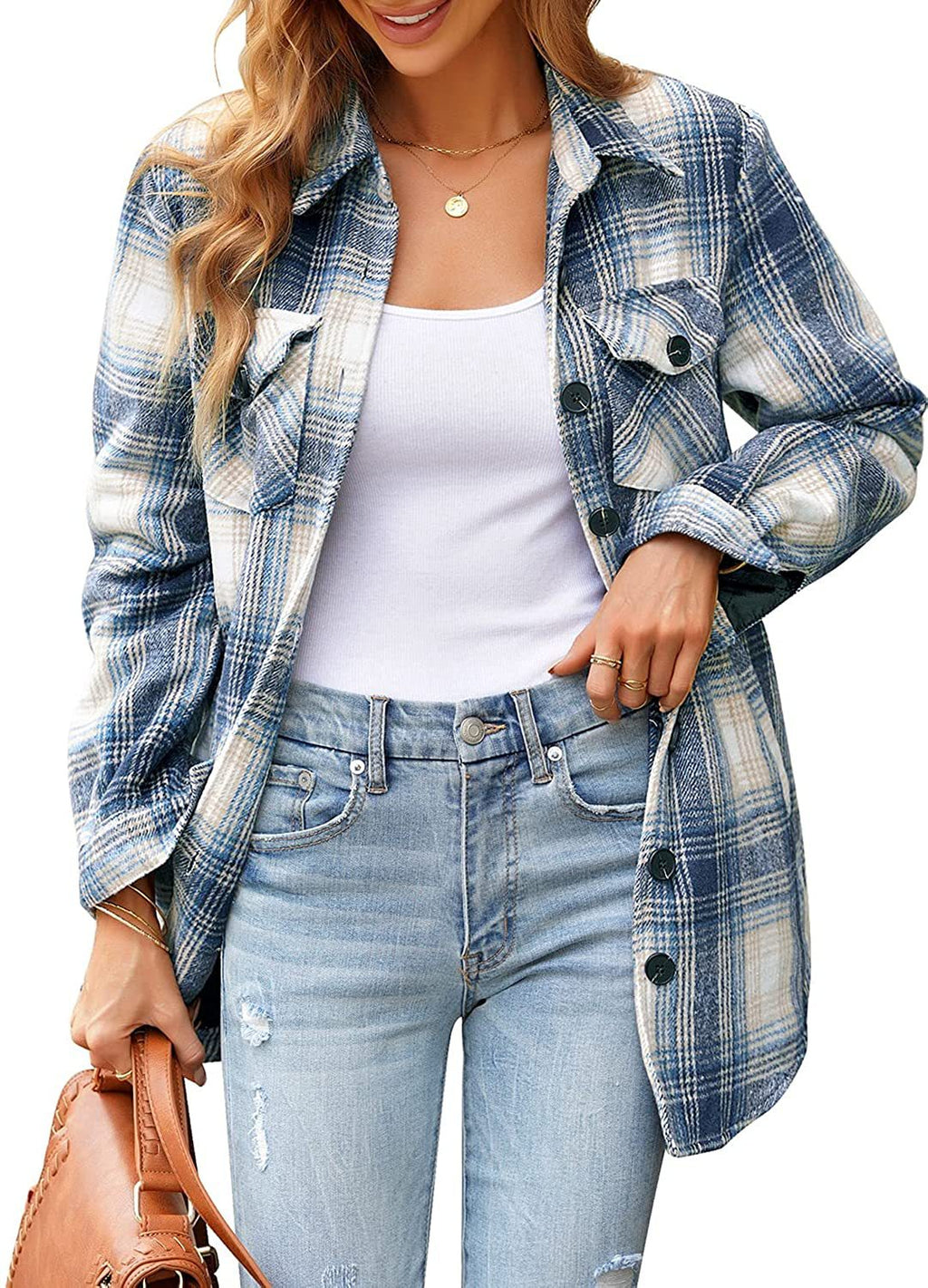 Oversized Shirt Jacket Blue