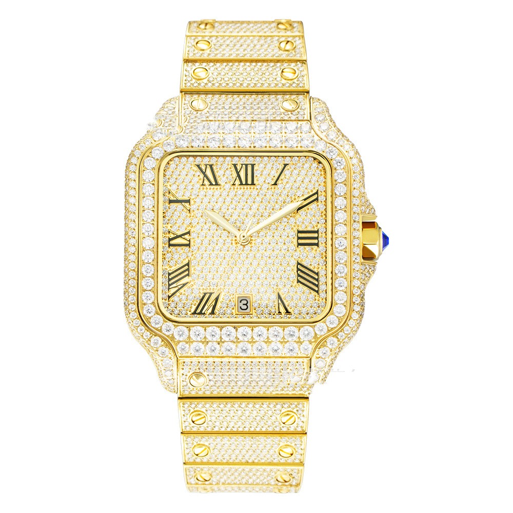 Clarity Moissanite Stainless Steel Watch Gold