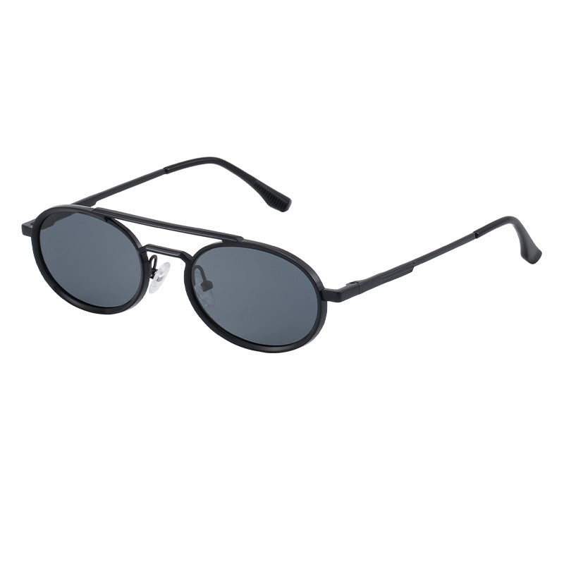 Retro-style Oval-frame Steampunk Sunglasses C1