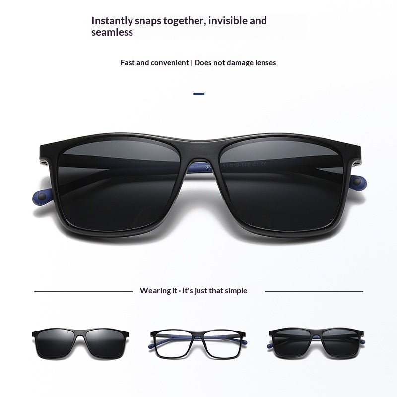 Magnetic Glasses For Men And Women Myopia Frame With 5-in-1 Polarized Lenses