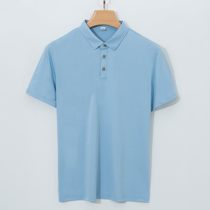 Double-sided Mercerized Cotton Polo Shirt Light Blue