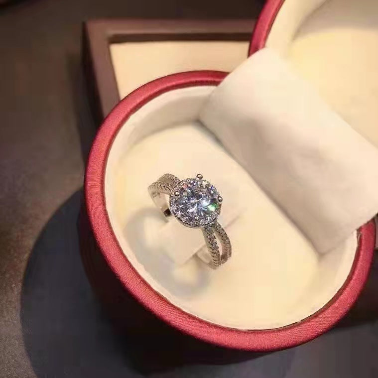 925 Silver Gold Plated Ring D color hearts and arrows 3ca