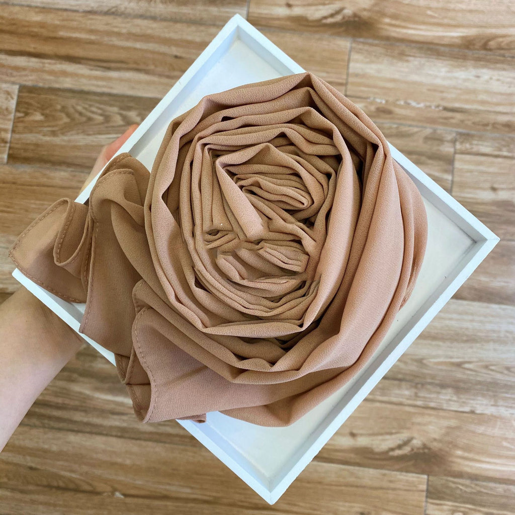 Women's Hijab Solid Pearl Chiffon Scarf Beige