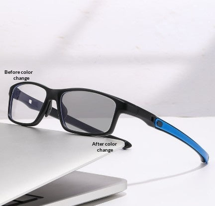 Temperature-Adjustable Blue-Light-Blocking Reading Glasses Sand Black Frame