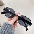 New Retro Oval Frame Glasses Black And Grey Lens