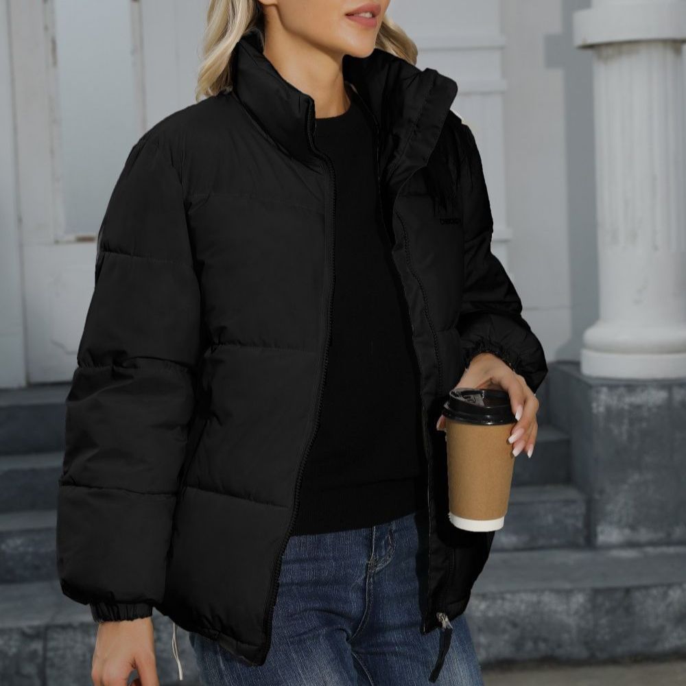 Casual Windproof Down Cotton Coat Black