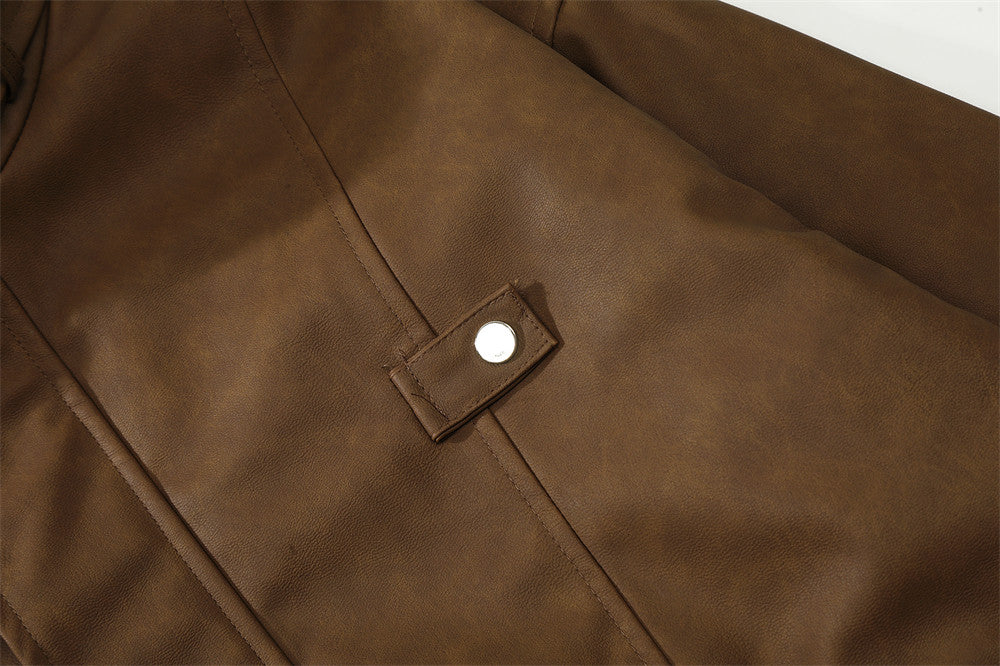 Old Money Leather Coat Male