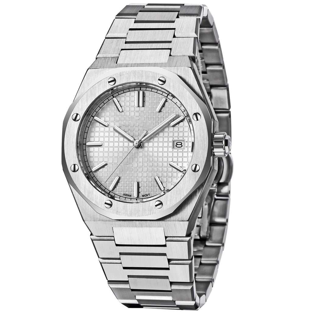 Mens Fashion Business Casual Steel Mechanical Watch White NH35 Movement