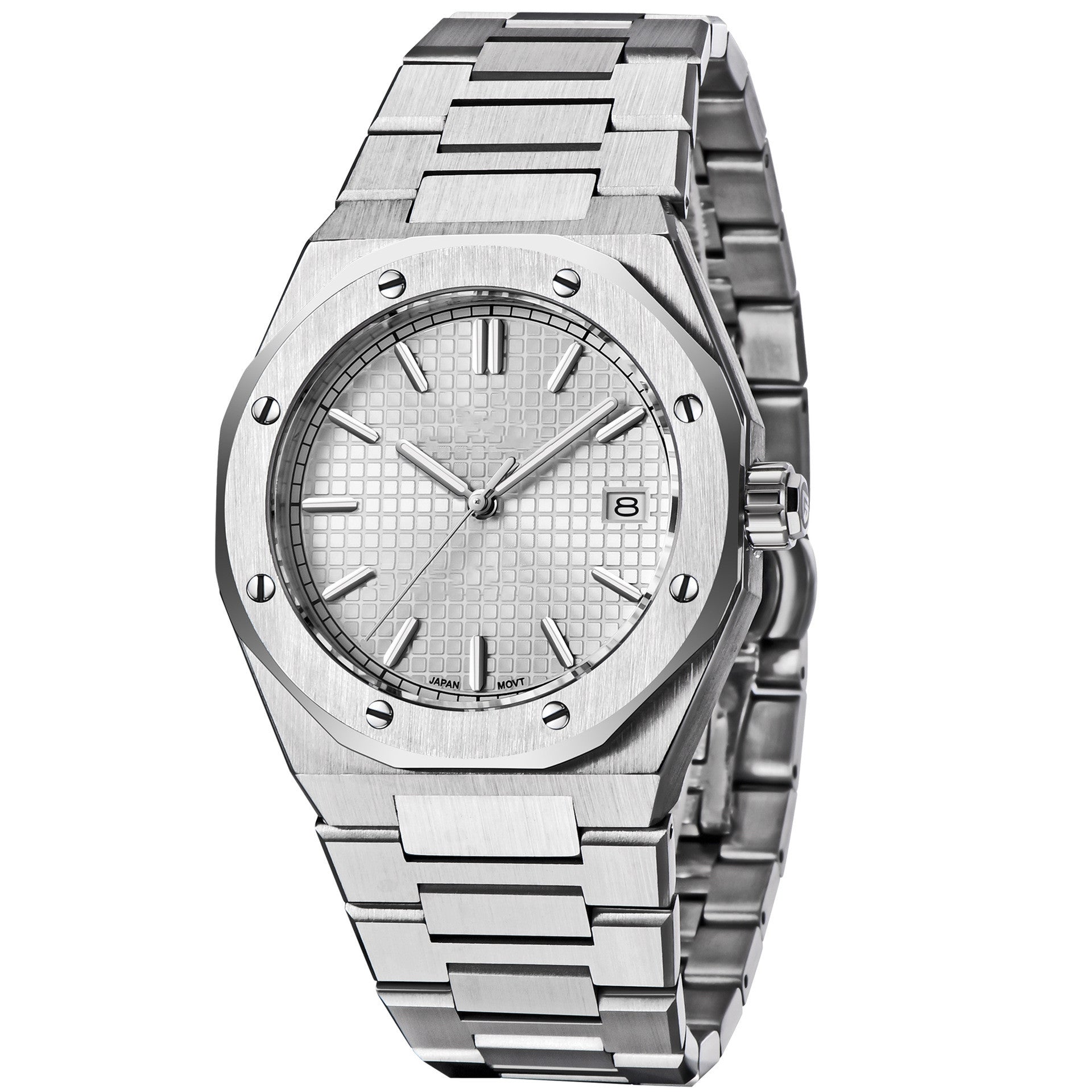 Mens Fashion Business Casual Steel Mechanical Watch White NH35 Movement