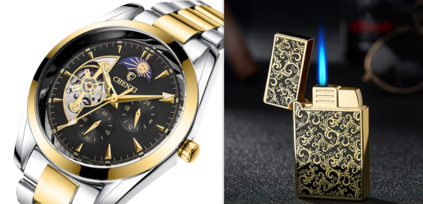Men's Business Mechanical Watch Black set