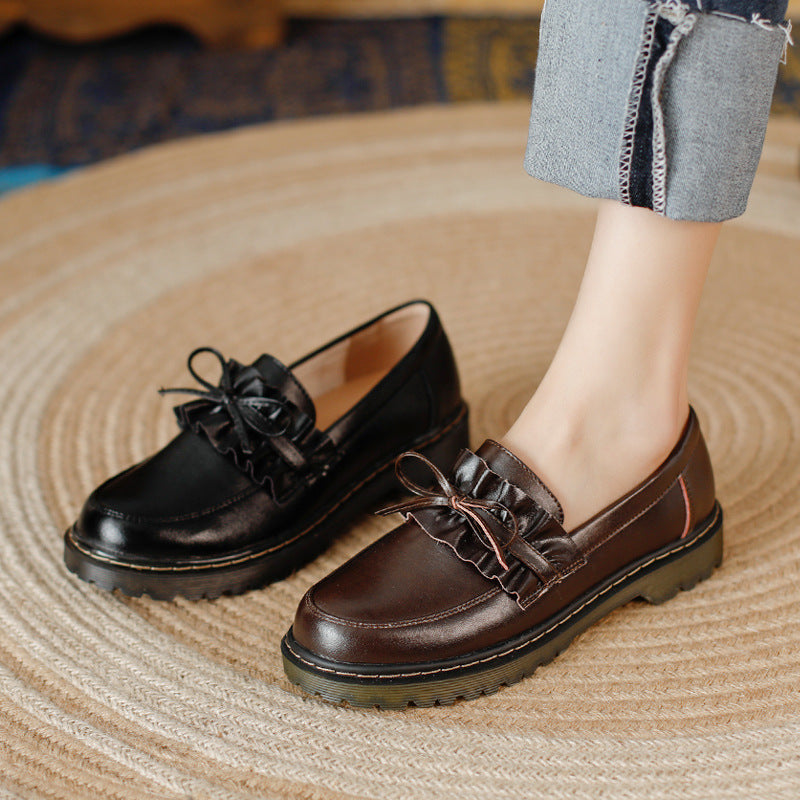 British Style Round Head Leather Shoes