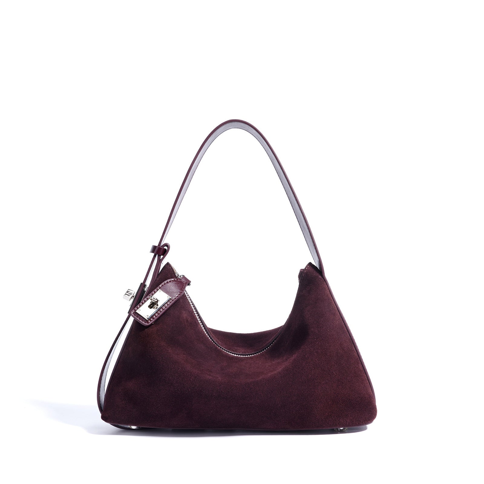 Retro-chic Soft Crescent-shaped Dumpling Bag Wine Red