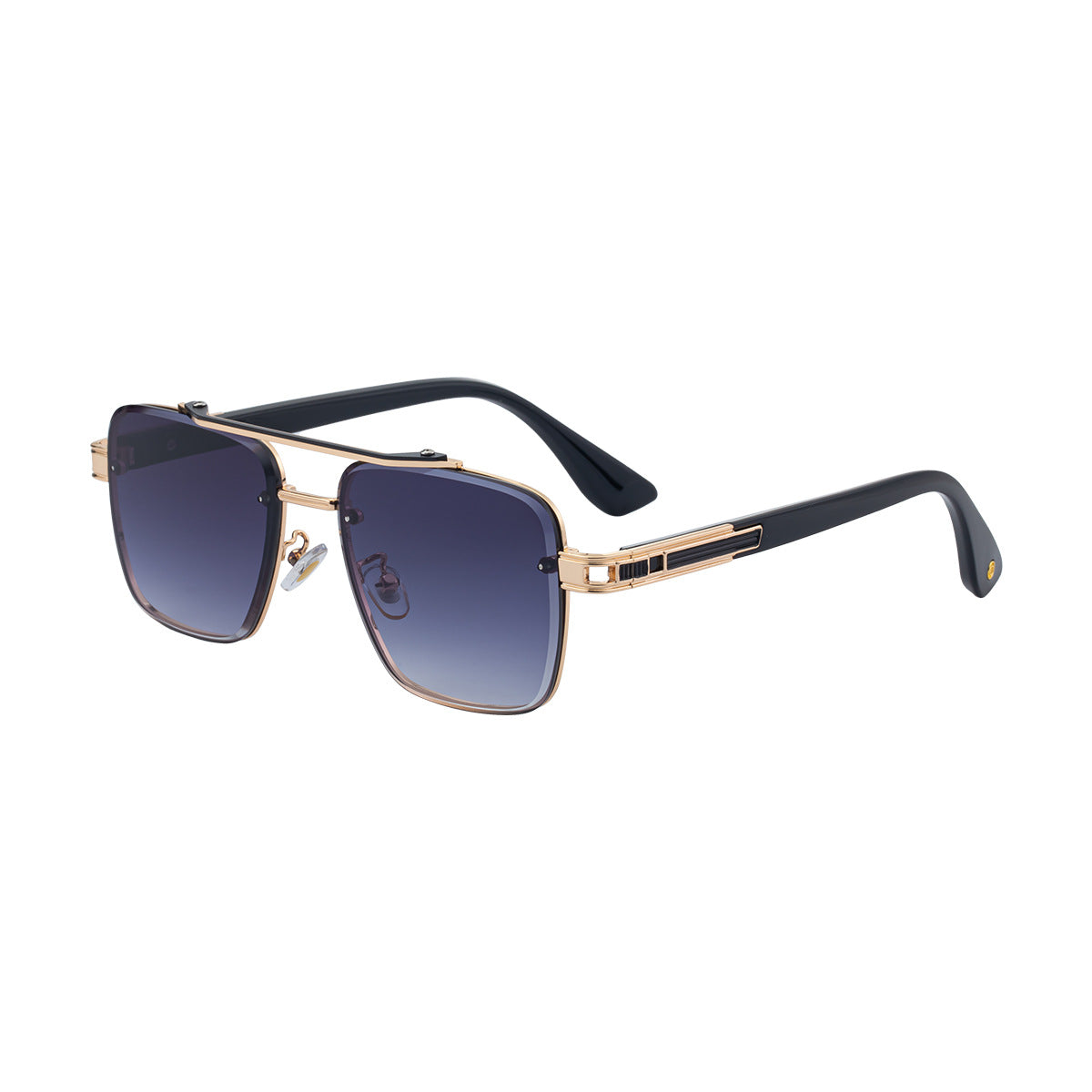 Mens Fashionable Square-frame Sunglasses C2 Gold Double Gray