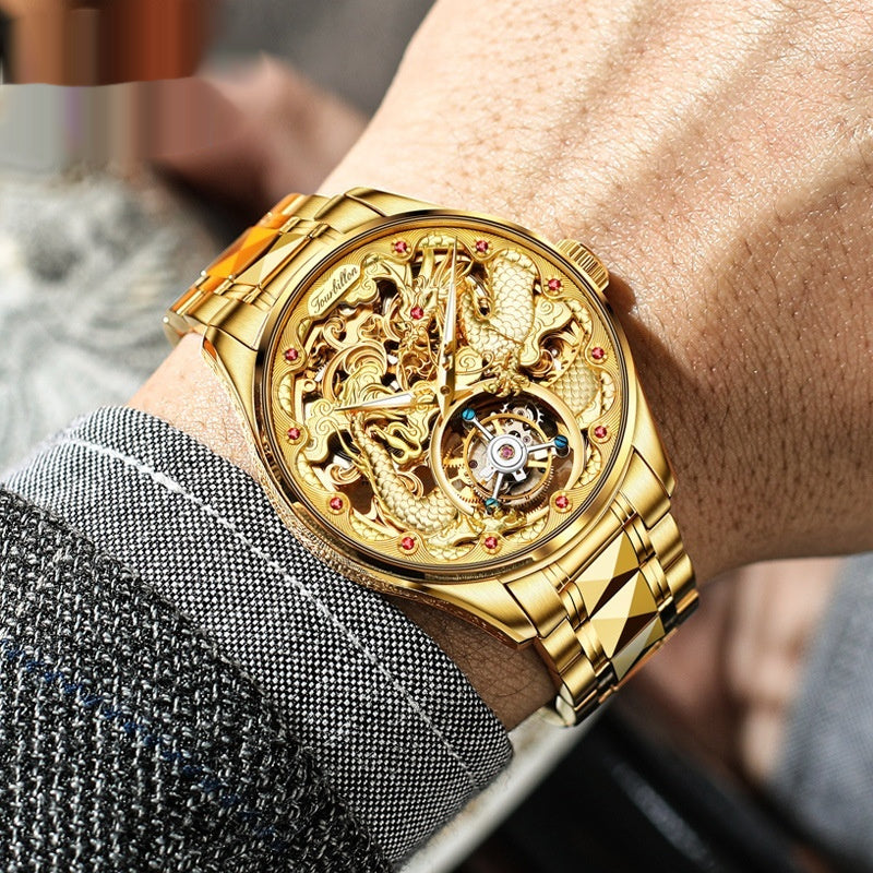 Luxury Golden Water-Resistant Watch With Tourbillon