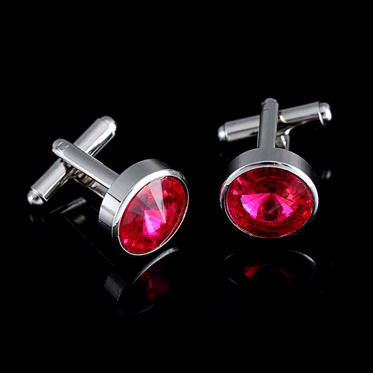 Multicolor French Men's Shirt Metal Cufflink Rose Red