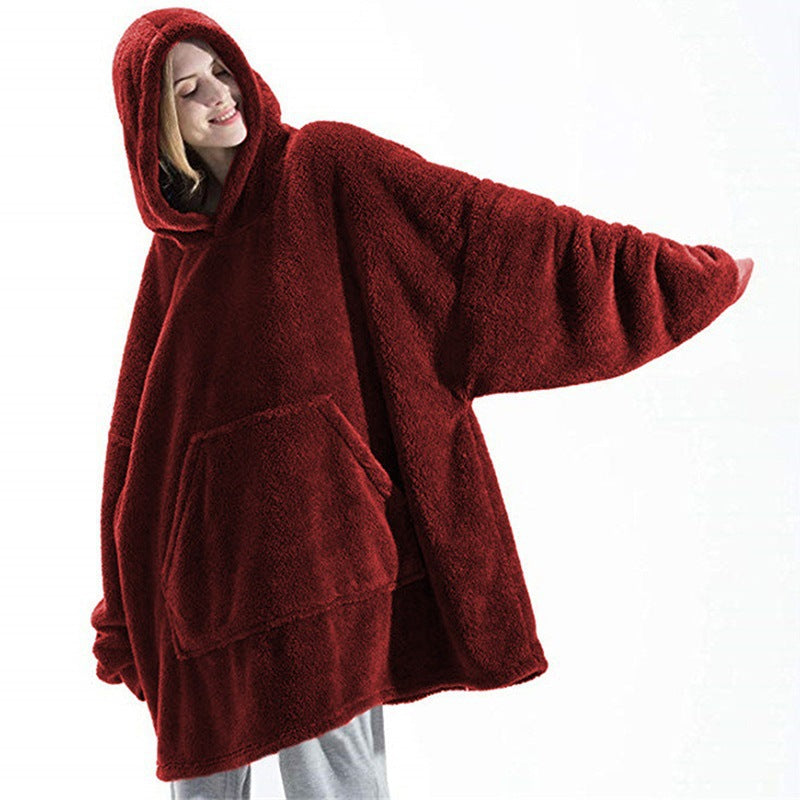 Hoodie Sweatshirt With Big Pocket Wearable Blanket