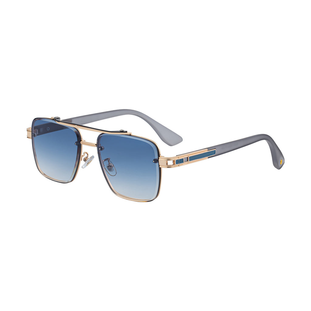 Mens Fashionable Square-frame Sunglasses C6 Gold A Blue