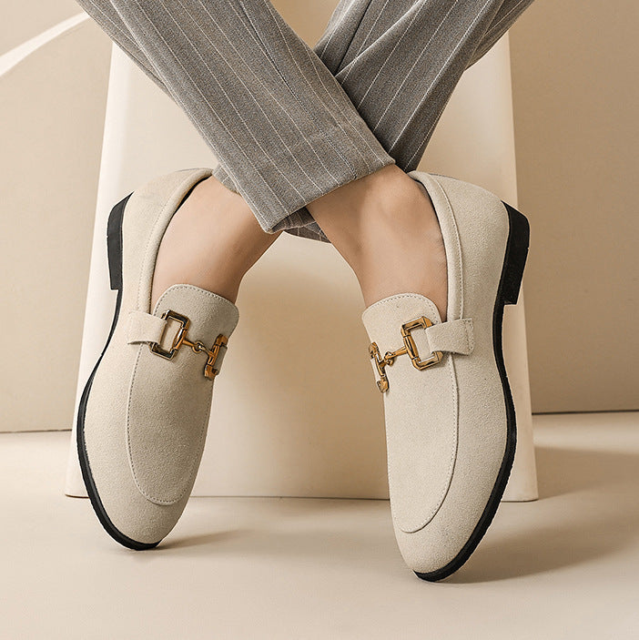British Metal Buckle Leather Shoes