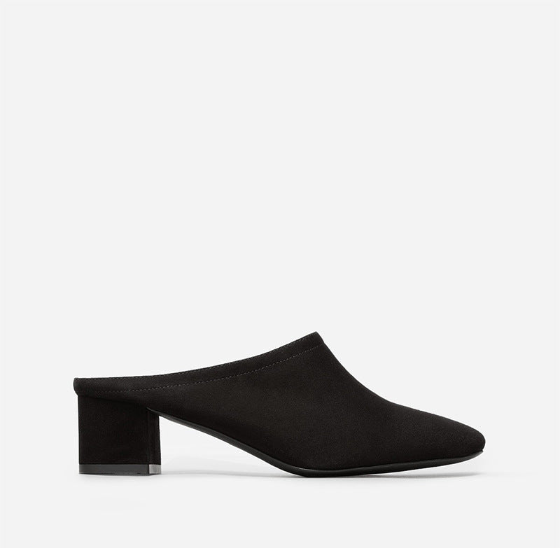 Thick Heel Mid-heel Shoes Slippers Black