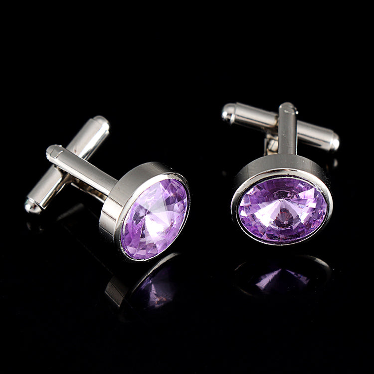 Multicolor French Men's Shirt Metal Cufflink Light Purple