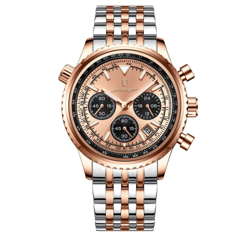 Quartz Wristwatch Waterproof Watch Mens Rose gold dial steel