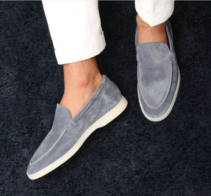 Matte Suede Loafer Silver Gray