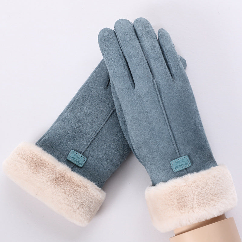 Touchscreen Compatible Thermal Gloves For Women Cyclists Blue Free Size