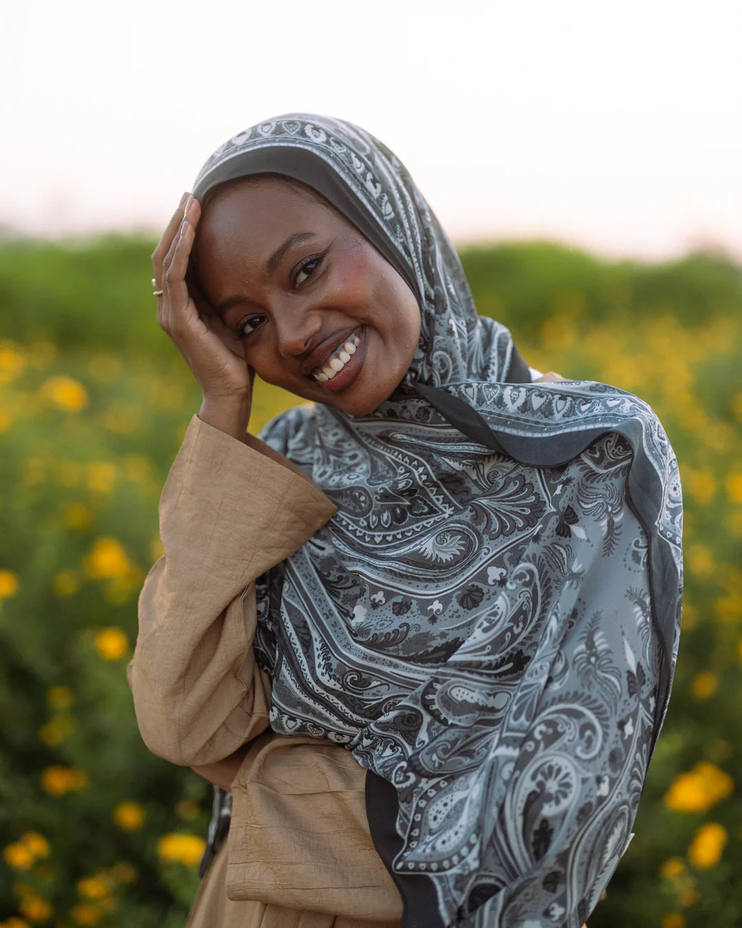 Satin Hijab Printed Shawl Headscarf 44style Above 175cm