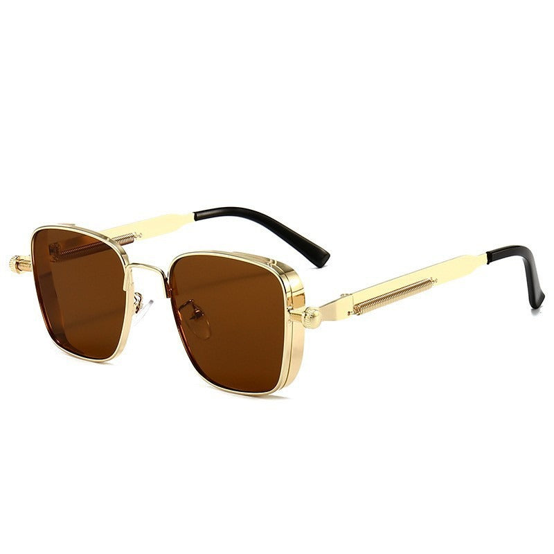 Vintage-style Square Metal Sunglasses With A Personalized Touch Gold Frame Dried