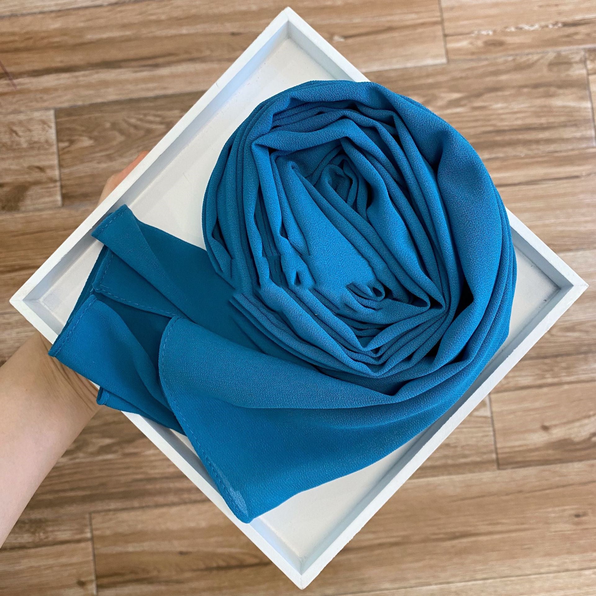 Women's Hijab Solid Pearl Chiffon Scarf Glass blue