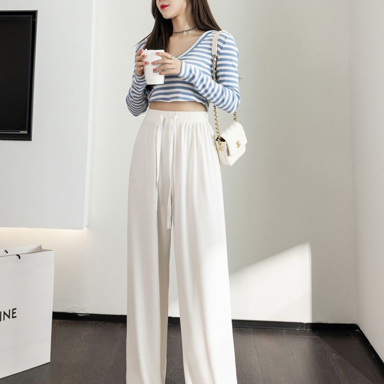 High Waist Wide Leg Pants White summer style